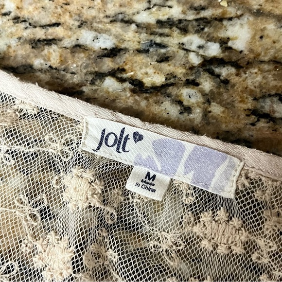 Jolt Ivory Lace Crochet Peasant Tunic Top M Boho Lagenlook Coastal Western - Picture 7 of 9